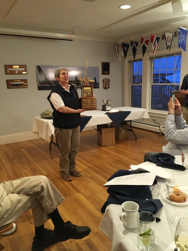 Ruth, BYC Commodore, accepts Denise Award on behalf of Bristol YC